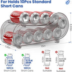 2 Pack Auto-Rolling Soda Can Organizer for Refrigerator/Fridge, Upgraded Soda Can Dispenser & Holder for Pantry Storage 10 Standard Size 12oz/ 11.2oz/ 355ml/ 330ml Drink Short Cans (Gray)