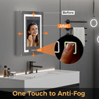 16 * 24 Smart LED Lighted Bathroom Medicine Cabinet Mirror with Touch Control, 3-Color Temperature, Stepless Dimming, 1-Hour Auto-Off – Ideal for Modern Bathrooms and Makeup Routines