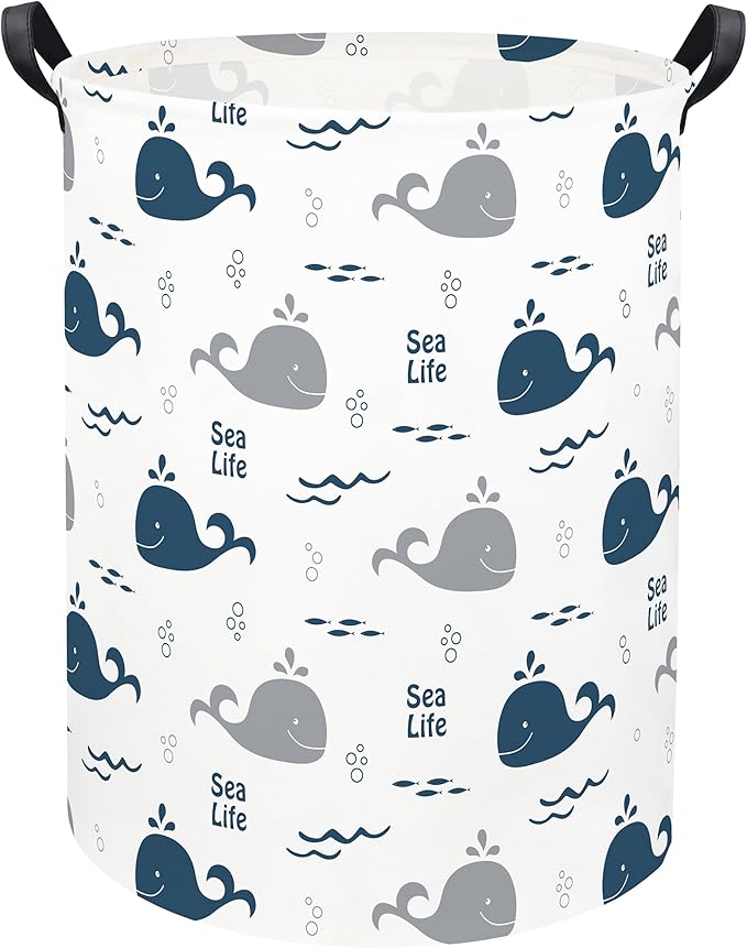 Whale Kids Laundry Basket Baby Hamper Toy Storage Bin for Boys Room Decor Baby Nursery Gift Baskets