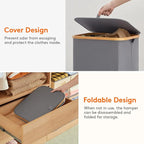 Lifewit 100L Laundry Basket with Lid, Clothes Hampers for Laundry with Bamboo Handles and 1 Removable Bag, Large Foldable Laundry Hamper for Bedroom, Bathroom, Dorm, Laundry Room, Gray