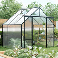 Heavy-Duty Walk-in Polycarbonate Greenhouse with Dual Sliding Doors, Adjustable Roof Ventilation, and Galvanized Steel Base for Year-Round Outdoor Gardening (Black 8*6FT)