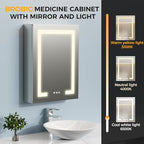 20 * 26 Smart LED Lighted Bathroom Medicine Cabinet Mirror with Touch Control, 3-Color Temperature, Stepless Dimming, 1-Hour Auto-Off – Ideal for Modern Bathrooms and Makeup Routines
