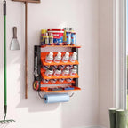 1 Pcs Wall Mount Spray Paint Can Holder, Heavy Duty Metal Spray Can Holder With 8 Holes ForGarage, Paint Can Storage Rack For Shop, Orange Tool Storage Self For Spray Can