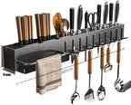 New Multi-Functional Kitchen Rack Home Wall-Mounted Knives Chopstick and Spoon Storage Rack Punch-Free cookware draining Rack