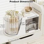 Marte Vanci 360° Rotating Desk Organizer with 2 Drawer, Desktop Rotating Pen Holder with 6 Slots, Small Makeup Organizer, Multifunctional Desk Accessories for Office, Home(White)