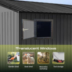 8' x 6' XL Outdoor Storage Shed, Sturdy Metal Building w/Floor and Operable Window for Garden, Backyard, Poolside and Lawn, Grey