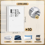 TAILI 10 Pack Vacuum Storage Bags, LONG SIDE ZIP (39x28 inch), Vacuum Seal Bags for Clothing, Jumbo Storage Space Saver for Beddings, Comforters, Blanket, Pillows and Clothes