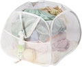 Collapsible Laundry Basket 90L, Foldable Mesh Pop-up Laundry Hamper with Handles, Dirty Clothes Hamper for Laundry with Side Storage Pocket (White)