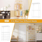 Ulif E13 Pro Heavy Duty Clothes Rack（With 4 Hanger Rods & 8 Shelves） Freestanding Clothing Racks for Hanging Clothes，Adjustable Closet，Metal Garment Rack 75" W x16 D x77 H，Max Load 1000LBS，White