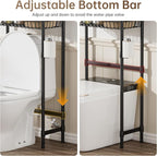 3-Tier Over-The-Toilet Storage Shelf,Heavy-Duty Adjustable Bathroom Rack with 2 Mesh Baskets,Toilet Paper Holder & Hooks,Space-Saving Organizer for Bathroom,10”D x 24”W x 66”H,Black