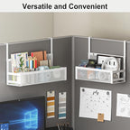 Hanging Bathroom Baskets Fine Mesh Wire Storage Basket Over Cabinet Door Organizer No Drilling Required for Kitchen Bathroom Office, Large, 2 Pack