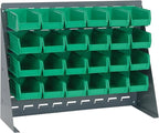 Quantum Storage Systems QBR-2721-210-24GN Ultra Bin Complete Bench Rack Package with 24 Ultra Bins, 27" x 8" x 21" , Green
