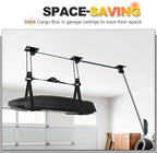 Hikeen Ceiling Hoist for Cargo Box, Heavy Duty Garage Storage Lift Pulley System Holds Up to 150 lbs Capacity, Fits 10-14 Foot Tall Garage Ceilings