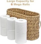 Toilet Paper Basket for Bathroom, Large Storage for 6 Mega Rolls, Free Standing Wicker-Style Toilet Paper Holder Organizer, Boho Decorative Bathroom Bin, 15.75" x 6.5" x 9.45" (Nature)