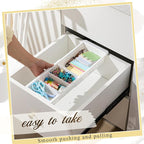 2 Pcs Expandable Drawer Organizer Bins Adjustable Deep Drawer Hanging Organizer Tray Expandable 11.4 to 18.1 Inches Plastic Dividers Storage for Office Bathroom Bedroom Kitchen Desk, White