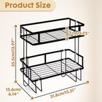 ShellKingdom Over The Toilet Storage Shelf, 2 Tier Toilet Paper Holder Stand Shelves, Punch-Free Bathroom Storage Rack with 2 Hooks, Small Space Organizers for Bathroom, Home, Countertop, Black