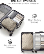 Travel Laundry Bag, Pump Free Vacuum Storage Bag Reusable Compression Dirty Clothes Travel Bag (2 Pcs)(Grey, Medium+Medium)