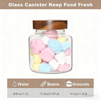 Glass Coffee Jars Spice Jar Round Storage Canister with Wooden Lid Clear Glass Food Jar for Pantry Sugar Tea Coffee Bean Spice Nuts Cookies Bath Salts (1200ml/40oz-1 Pack)