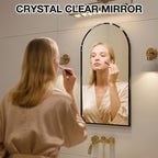 Arched Medicine Cabinet Mirror No Assembly Needed Bathroom Mirror with Storage Recessed or Surface Mount Options (Black, 29.5" L x 15.8" W)