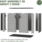 Aoxun 41 Cu Ft Outdoor Storage, Waterproof Vertical Resin Shed Outdoor Storage Cabinet for Garbage Bin, Generators & Yard Gear (Grey)