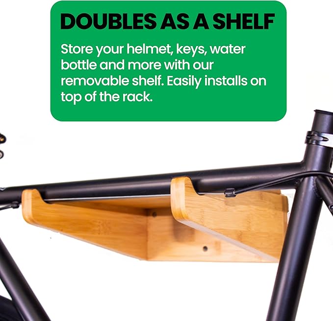 Bike Wall Mount - COR Indoor Bicycle Rack | Bamboo Bike Rack Storage with Removeable Shelf