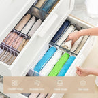 Wardrobe Clothes Organizer 7 Grids Portable Closet Organizer Mesh Separation Storage Box Foldable Closet Drawer Organizer for Underwear Socks Scarves Leggings (Grey, 2 Leggings Grid)