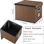 Huolewa File Organizer Boxes with Lids, Collapsible Faux Leather Hanging File Folder Box Organizer with Plastic Slide, Decorative Home/Office Filing System Boxes for File and Folders Storage