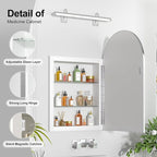 Recessed Medicine Cabinet for Bathroom,Brushed Nickel Arched Medicine Cabinet with Mirror,Arch Mirrored Medicine Cabinets Recessed,Bathroom Mirror with Storage,Open from Left to Right 20x30