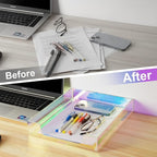 Acrylic Letter Tray, Iridescent Letter Organizer Storage A4 Paper File Tray Accessory Tray Single-Tier Desktop Document Holder with Non-Slip Rubber Pads and Stackable for Office and Home Use