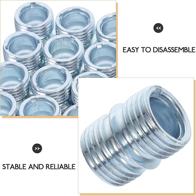 20pcs Wire Shelf Rack Connector Nuts 3/4 Inch Double-Head Threaded Rod Metal Connectors for Replacement Storage Shelf Accessories