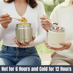 Stainless Steel Insulated Food Jar Set of 2 (16oz + 12oz) | Wide Mouth | Soup Thermo for Hot Food Lunch Container | Thermal LunchBox | Insulated Soup Bowl | Hot and Cold Lunch Box for Adults | SIlver