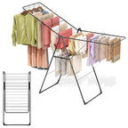 APEXCHASER Clothes Drying Rack, Foldable Oversized Drying Rack Clothing with L-Shaped Foot Cover, Height-Adjustable, Multi-Bar Laundry Rack, Indoor Outdoor Use, 20.4" D x 70" W x 42.52" H, Jet Black