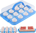 Cake Carrier with Lid, Cake Holder Cupcake Container for 12 Cupcakes 2 in 1 Portable Dessert Container for Pie Muffin Cobbler (Blue)