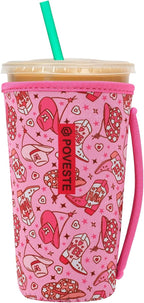 Reusable Neoprene Insulator Sleeve for Iced Coffee & Cold Soda, Coffee Sleeves for Iced & Hot Drinks, Cold Beverage Cooler Compatible with Starbucks, Dunkin (Cowgirl Spirits, Large: 32oz)