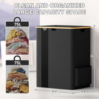 BlissTotes Laundry Basket with Lid, 150L Clothes Laundry Hamper with Handles and 2 Removable Laundry Bags, Breathable Design Hamper with Lid for Bedroom, Bathroom, Dorm, Laundry Room -Black
