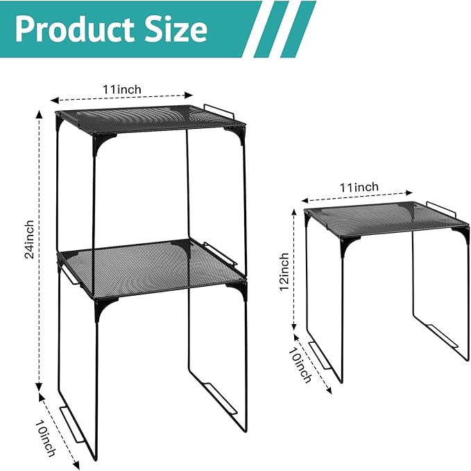 Locker Organizer Shelf Stackable Extra Locker Shelf for School Locker Organizer Storage Cabinet Accessories Suitable for School, Office, and Home use (1, Black)