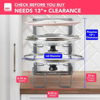 Free-Standing Adjustable Pot Lid Organizer for Cabinet - Kitchen Storage Rack 6 Adjustable Shelves, Pot Lid Holder, Pan and Pot Rack Organizer, Pantry & Inside Cabinet Organizer (13” Clearance)