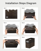 Oterri Cardboard File Organizer Box for Hanging File Folders Letter Size,File Box for Computer Desk,File Cabinet,Working Home,Office,Classroom (Brown Wood Grain Print, Letter Size - 2 Packs)