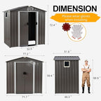 Shintenchi 6x4 FT Outdoor Storage Shed with Window, Lockable Outdoor Waterproof Tool Storage Sheds, Weather Resistant Tool Storage House Shed for Garden, Backyard, Patio Utility Tool Storage,Dark Gray