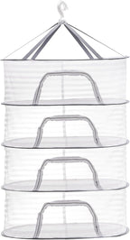 Coloch 4 Layer Herb Drying Rack with Zipper, Hanging Mesh Net Collapsible Food Drying Fish Net Hanging Basket Dryer Net for Seeds, Buds, Fruits, Vegetables, Herbs, Fish, Clothes, Doll