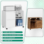 Letaya Mobile File Cabinet, Metal Lateral Rolling Printer Stand Filing Cabinets with Shelves for Home Office-Storage A4/F4/Letter (White)