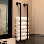 Towel Racks for Bathroom Wall Mounted 36 Inch,Industrial Pipe Storage Organizer Towel Holder(Black)