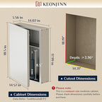 Keonjinn Medicine Cabinet 14 x 18 in, Bathroom Medicine Cabinets Mirror, Small-Sized, Lightweight, One Shelve Only, Surface Mount or Recessed, Tempered Glass, Assembly Required