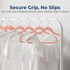 SereneLife 10 Pack Velvet Hangers - Non-Slip with 360° Swivel Hook - Ultra-Thin, Lightweight Velvet Hangers for Shirts, Sweaters, Hoodies, Kids Clothes & Dresses - Space-Saving (Pink)