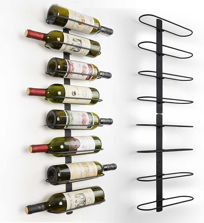 Wine Rack Wall Mounted: 8 Bottles Wine Bottle Holder Hanging Bar Liquor Storage Organizer of Cabinet Kitchen - Designed for SpaceSaver (8 Bottles)