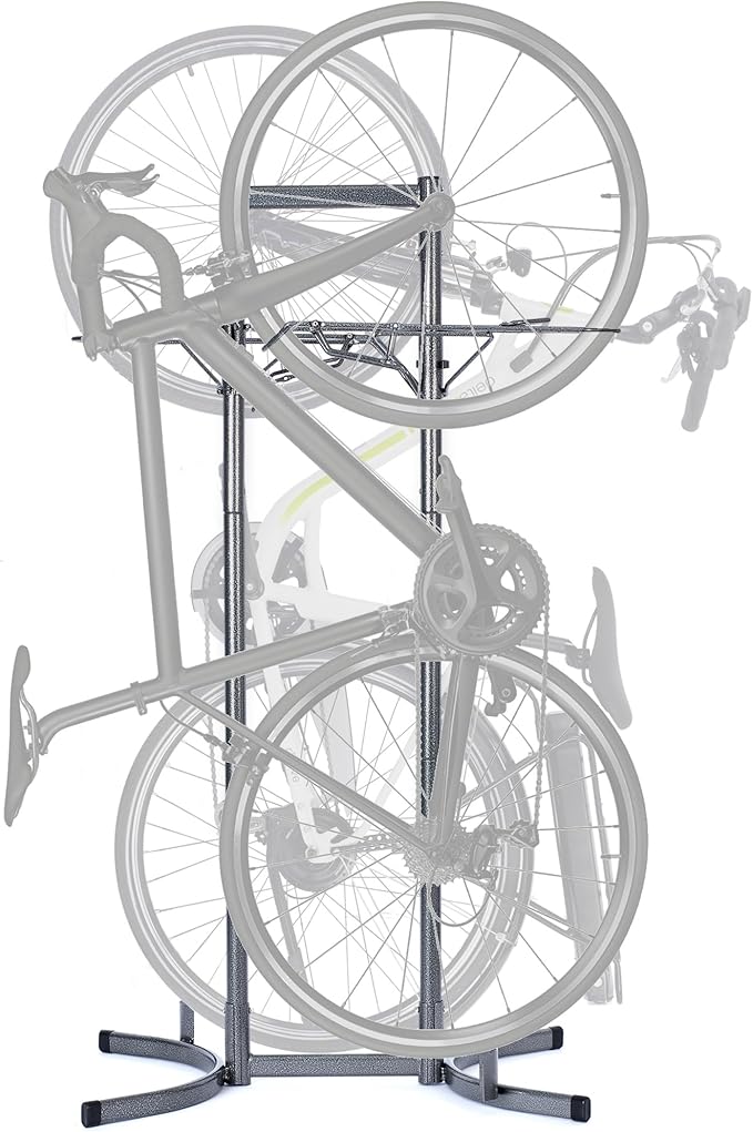 Bike Rack for Garage & Home by Delta Cycle - No Drilling Required - Fully Adjustable Gravity Storage Rack for Any Style Bicycle - Freestanding Vertical Rack