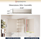 Keonjinn Brushed Nickel Medicine Cabinet Mirror 24" x 32", Assembly Needed, Recessed Medicine Cabinet with Mirror for Bathroom, Beveled Framed, Surface Wall-Mounted or Recessed, Tempered Glass