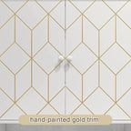 Over The Toilet Storage Cabinet with Gold Trim, Modern Bathroom Organizer Over Toilet with Adjustable Shelves and Toilet Paper Holder for Bathroom (White)