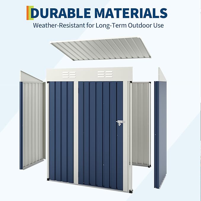 5×3FT Storage Shed，67CU.FT Tool Shed with Sloping Roof and Lockable Door, Compact Metal Tool Garden Shed for Garden, Backyard, Patio