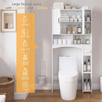Over The Toilet Storage Cabinet, Over Toilet Bathroom Organizer, Bathroom Storage cabinets with Anti Tipping Devices, Storage cabinets with Toilet Paper Holders, for Bathroom, Laundr（White）
